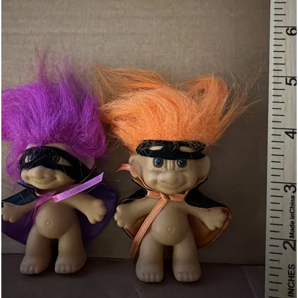Troll Russ Berrie Zorro 2pc Purple Orange Hair 3in